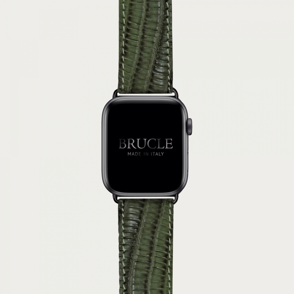Bracelet en cuir pour montre, Apple Watch et Samsung smartwatch, imprimé tejus, vert