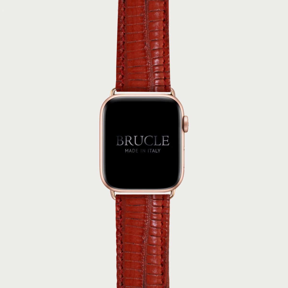 Brucle cinturino rosso in pelle stampa tejus per orologio, Compatibile con Apple Watch / Galaxy Samsung