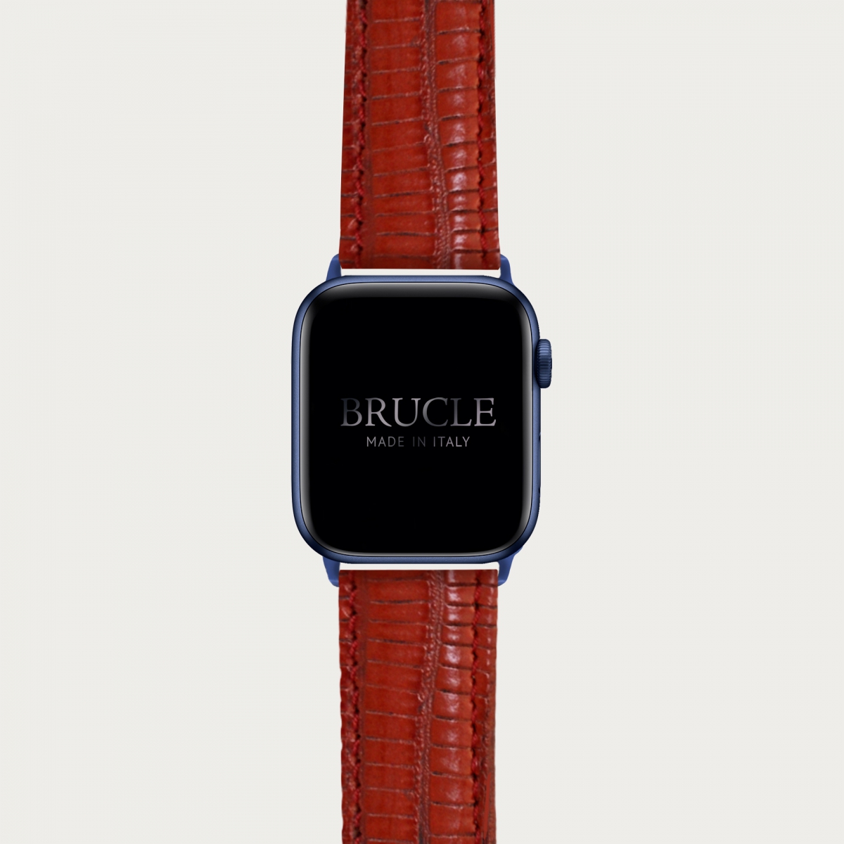 Bracelet en cuir pour montre, Apple Watch et Samsung smartwatch, imprimé tejus, rouge