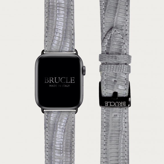 Brucle cinturino grigio in pelle stampa tejus per orologio, Compatibile con Apple Watch / Galaxy Samsung