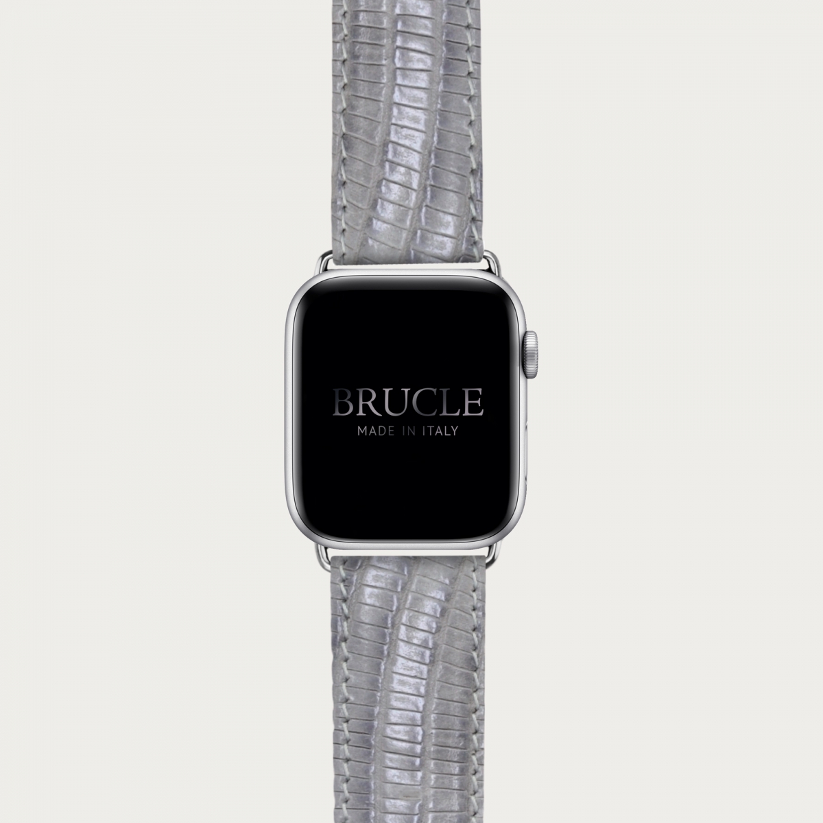 Brucle Bracelet en cuir pour montre, Apple Watch et Samsung smartwatch, imprimé tejus, gris