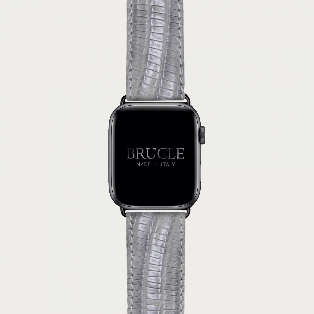 Brucle Bracelet en cuir pour montre, Apple Watch et Samsung smartwatch, imprimé tejus, gris