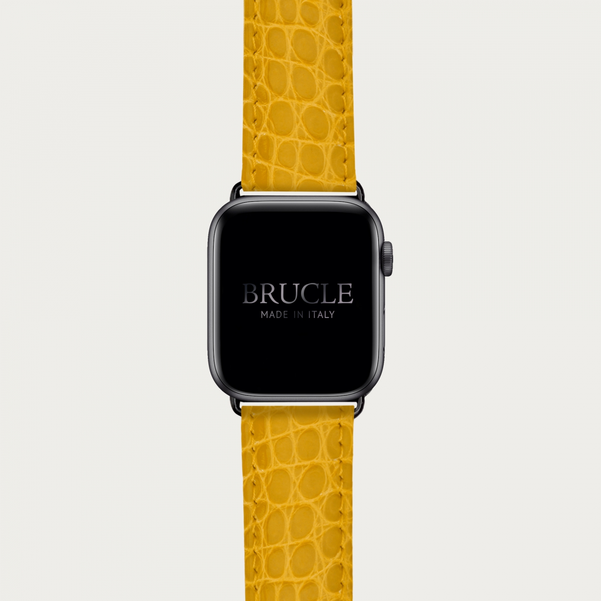 Brucle Bracelet en cuir pour montre, Apple Watch et Samsung smartwatch, alligator jaune