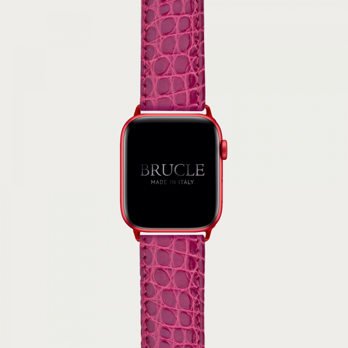 Brucle Bracelet en cuir alligator rose pour montre, Apple Watch et Samsung smartwatch, alligator verte