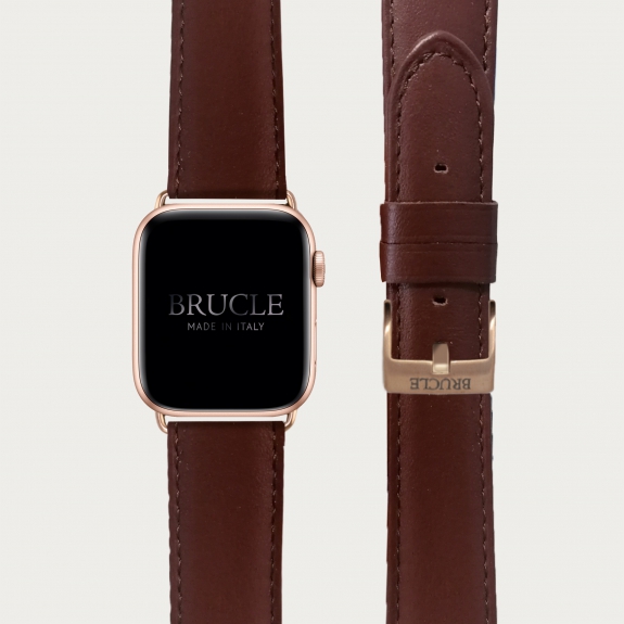 Brucle bracelet en cuir compatible avec Apple Watch / Samsung smartwatch, brun foncé