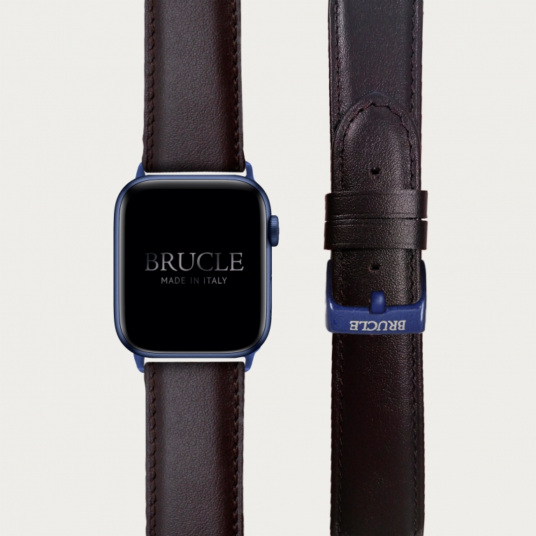 Cinturino marrone scuro in pelle per orologio, Apple Watch e Samsung Galaxy Watch