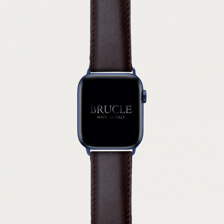Cinturino marrone scuro in pelle per orologio, Apple Watch e Samsung Galaxy Watch
