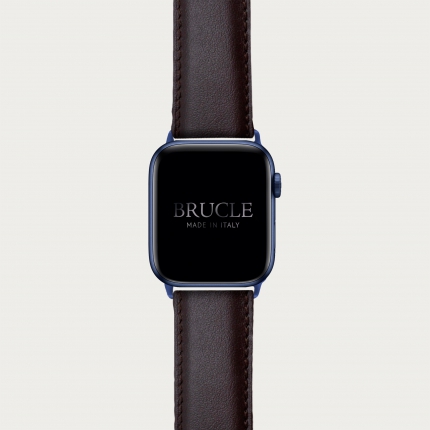 Bracelet en cuir compatible avec Apple Watch / Samsung smartwatch, brun foncé