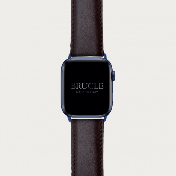Brucle bracelet en cuir compatible avec Apple Watch / Samsung smartwatch, brun foncé