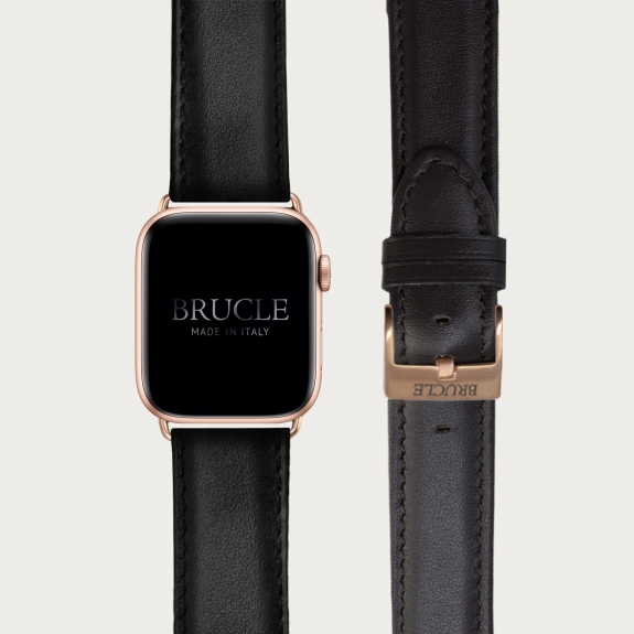 Cinturino nero in pelle per orologio Compatibile con Apple Watch / Galaxy Samsung