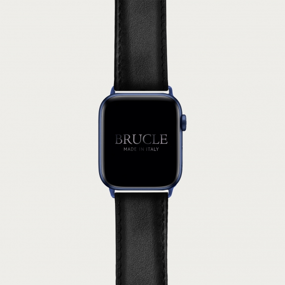 Bracelet en cuir compatible avec Apple Watch / Samsung smartwatch, noir