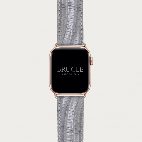 Brucle Bracelet en cuir pour montre, Apple Watch et Samsung smartwatch, imprimé tejus, gris