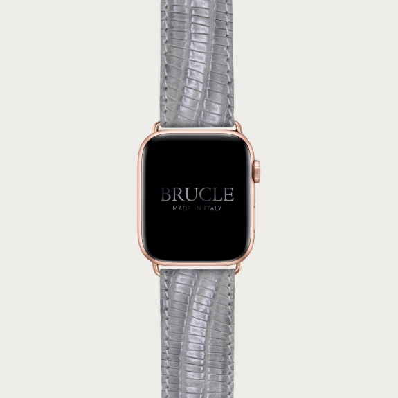 Brucle cinturino grigio in pelle stampa tejus per orologio, Compatibile con Apple Watch / Galaxy Samsung
