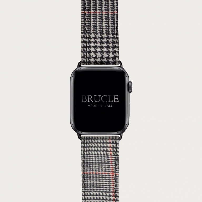 Armband kompatibel mit Apple Watch / Samsung Smartwatch, leder mit tartan-print