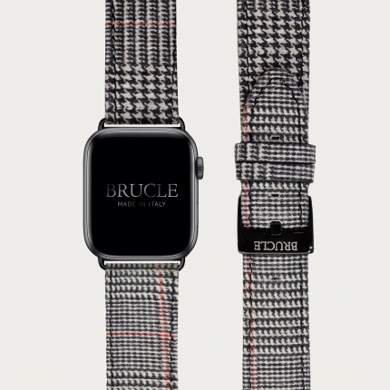 Armband kompatibel mit Apple Watch / Samsung Smartwatch, leder mit tartan-print