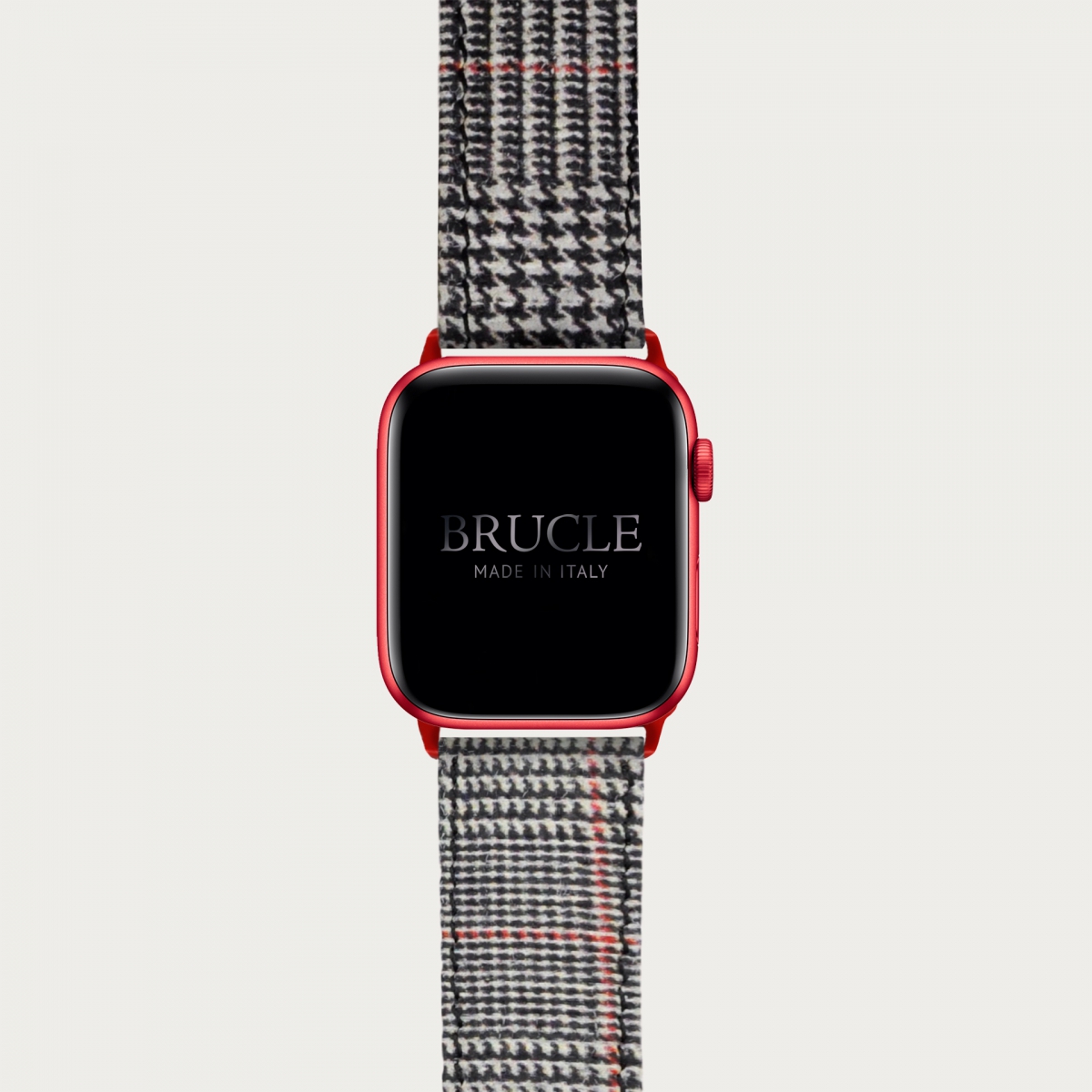 Brucle cinturino rosso in pelle stampa tartan per orologio, Compatibile con Apple Watch / Galaxy Samsung