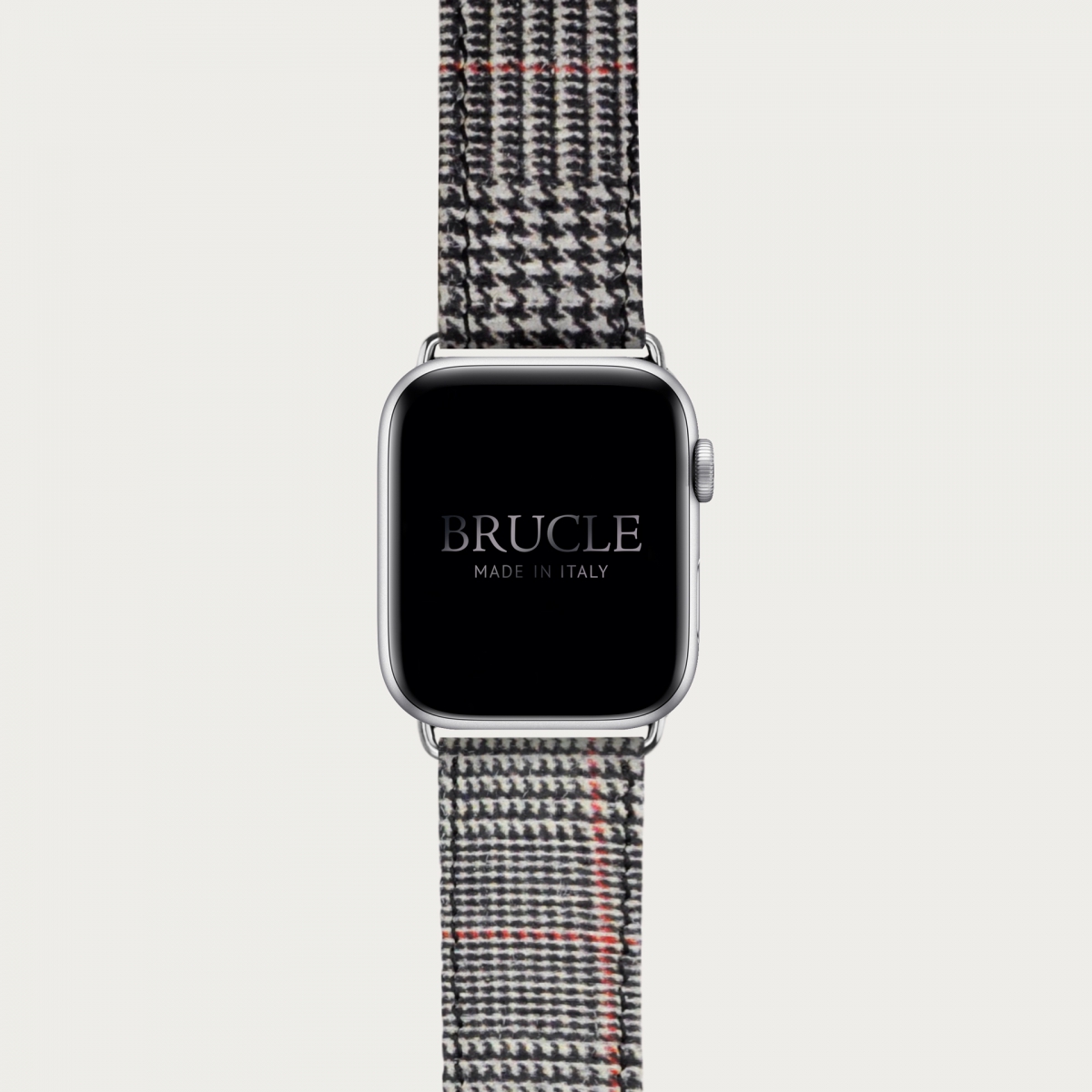 Brucle cinturino rosso in pelle stampa tartan per orologio, Compatibile con Apple Watch / Galaxy Samsung
