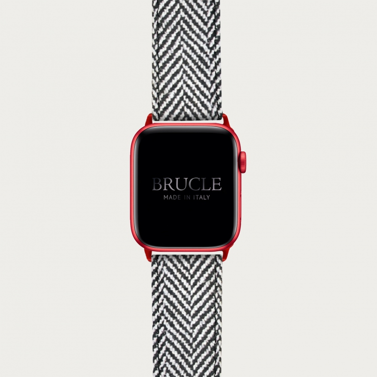 Armband kompatibel mit Apple Watch / Samsung Smartwatch, leder mit Fischgrätmuster-print