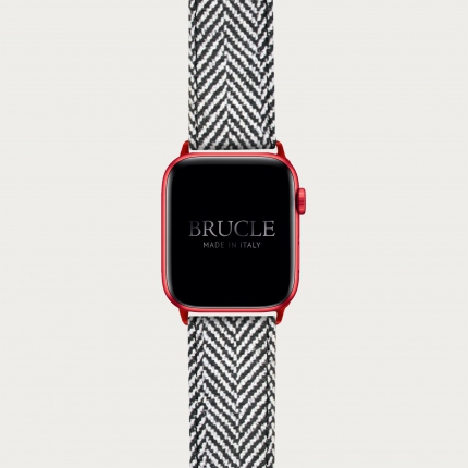 Armband kompatibel mit Apple Watch / Samsung Smartwatch, leder mit Fischgrätmuster-print