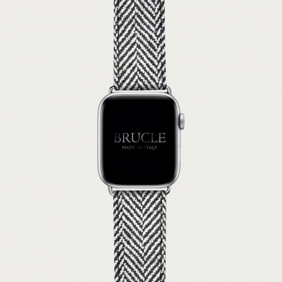 Leather Watch band compatible with Apple Watch / Samsung smartwatch, herringbone pattern print