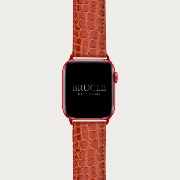 Brucle cinturino rosa in vera pelle alligatore per orologio, Compatibile con Apple Watch / Galaxy Samsung