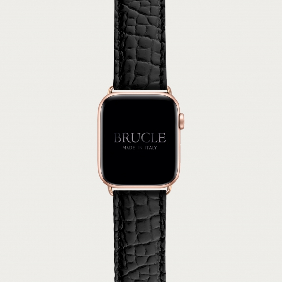 Black Alligator leather watch band compatible with Apple Watch / Samsung smartwatch
