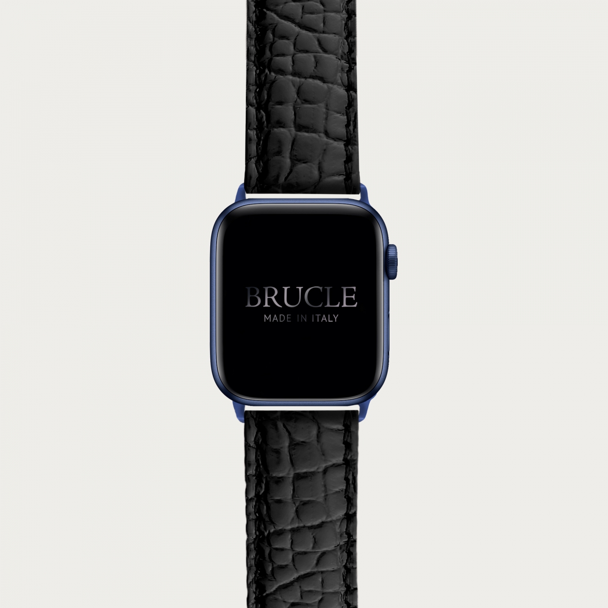 Cinturino nero in alligatore per orologio, Apple Watch e Samsung Galaxy Watch