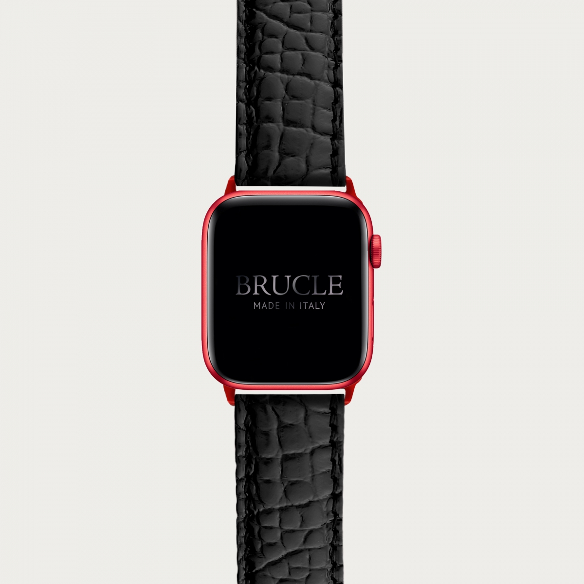 Bracelet montre alligator noir, compatible Apple Watch et Samsung smartwatch