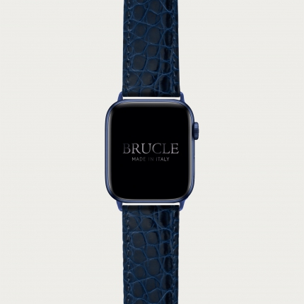 Alligator Armband kompatibel mit Apple Watch / Samsung Smartwatch, Navy Blue
