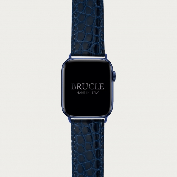 BRUCLE Alligator Armband kompatibel mit Apple Watch / Samsung Smartwatch, Navy Blue