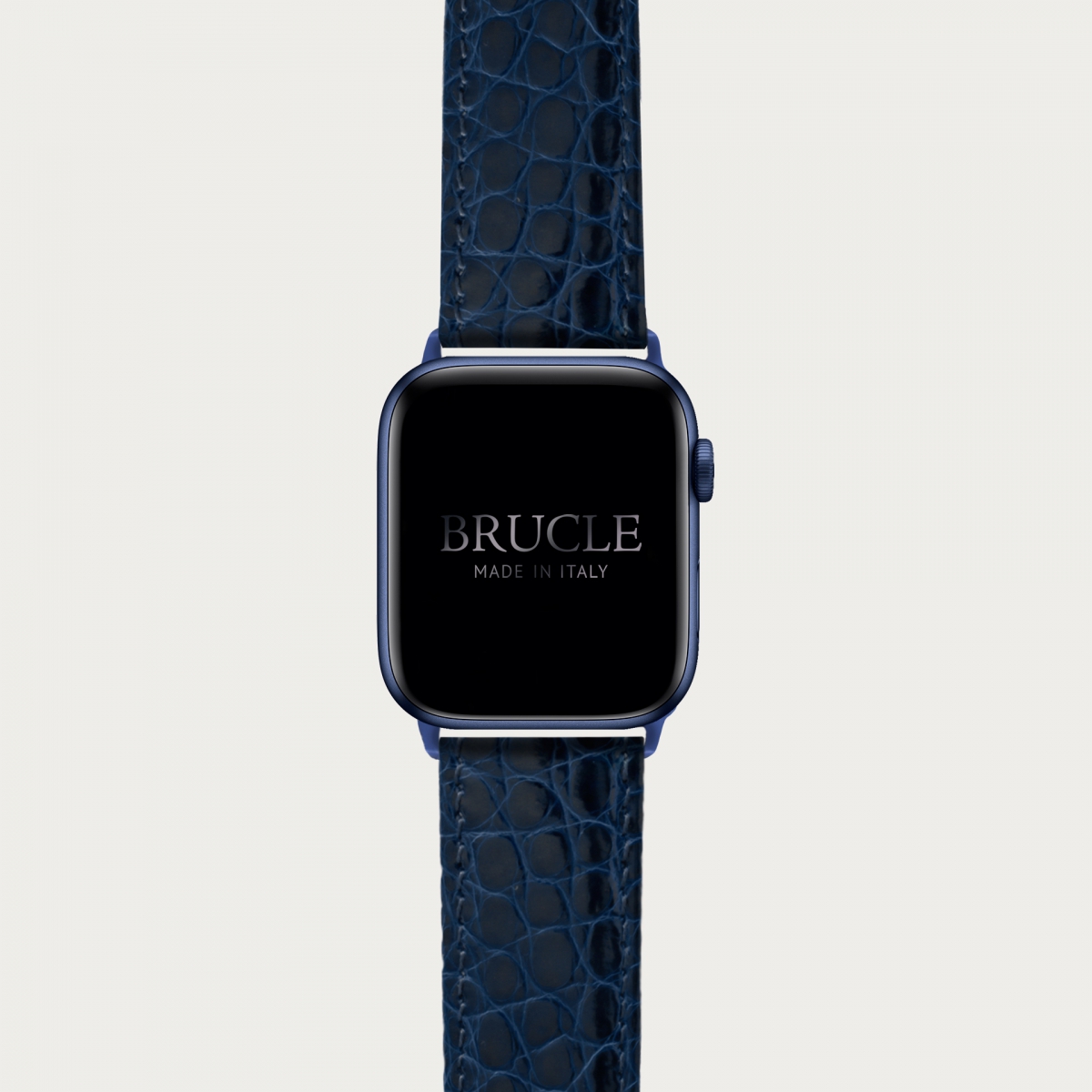 BRUCLE Bracelet montre alligator navy blue, compatible Apple Watch et Samsung smartwatch