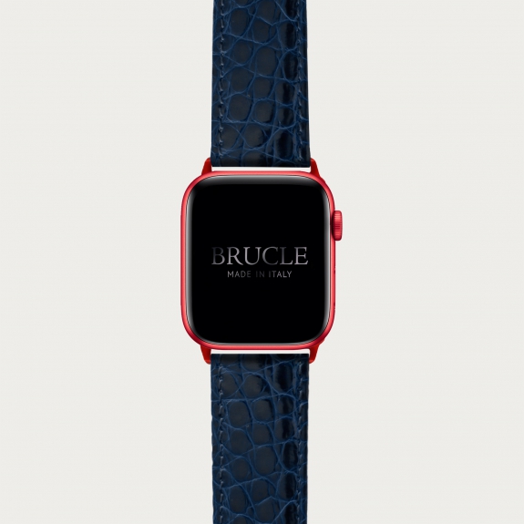 BRUCLE Cinturino blu navy in alligatore per orologio, Apple Watch e Samsung Galaxy Watch