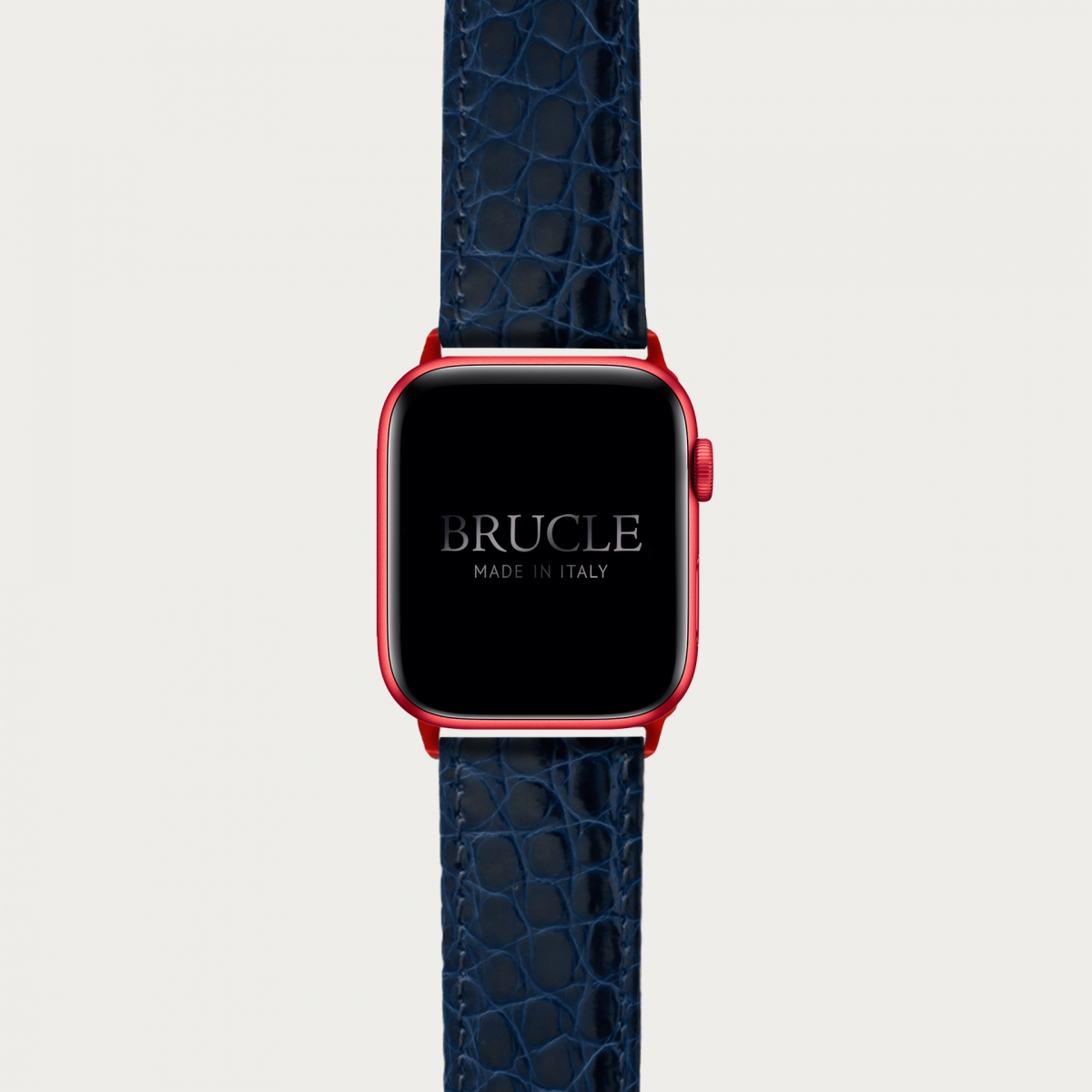 BRUCLE Navy blue Alligator leather watch band compatible with Apple Watch / Samsung smartwatch