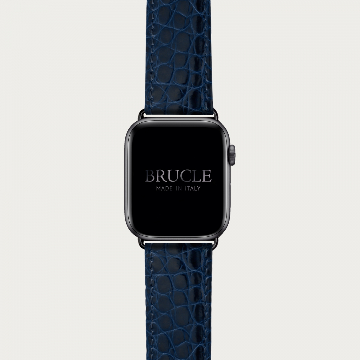 BRUCLE Bracelet montre alligator navy blue, compatible Apple Watch et Samsung smartwatch