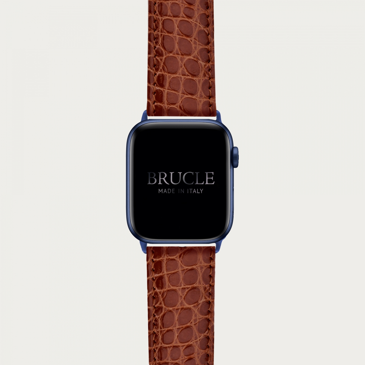 Bracelet montre alligator brun doré, compatible Apple Watch et Samsung smartwatch