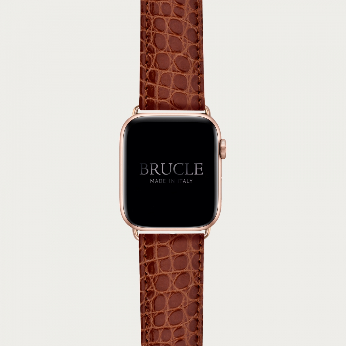 Bracelet montre alligator brun doré, compatible Apple Watch et Samsung smartwatch