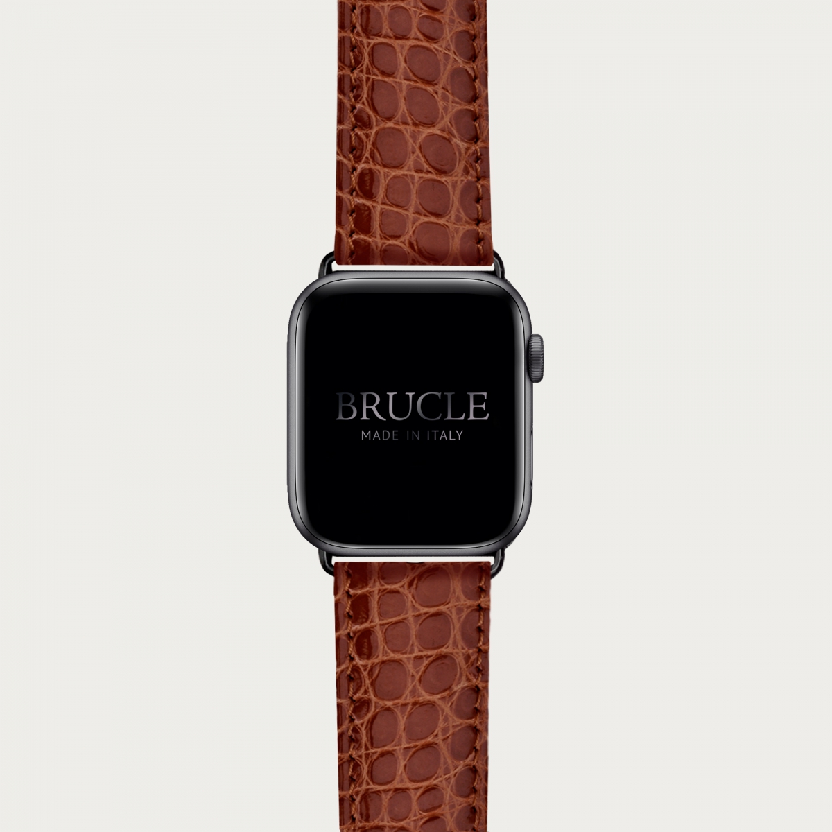 Cinturino marrone gold in alligatore per orologio, Apple Watch e Samsung Galaxy Watch
