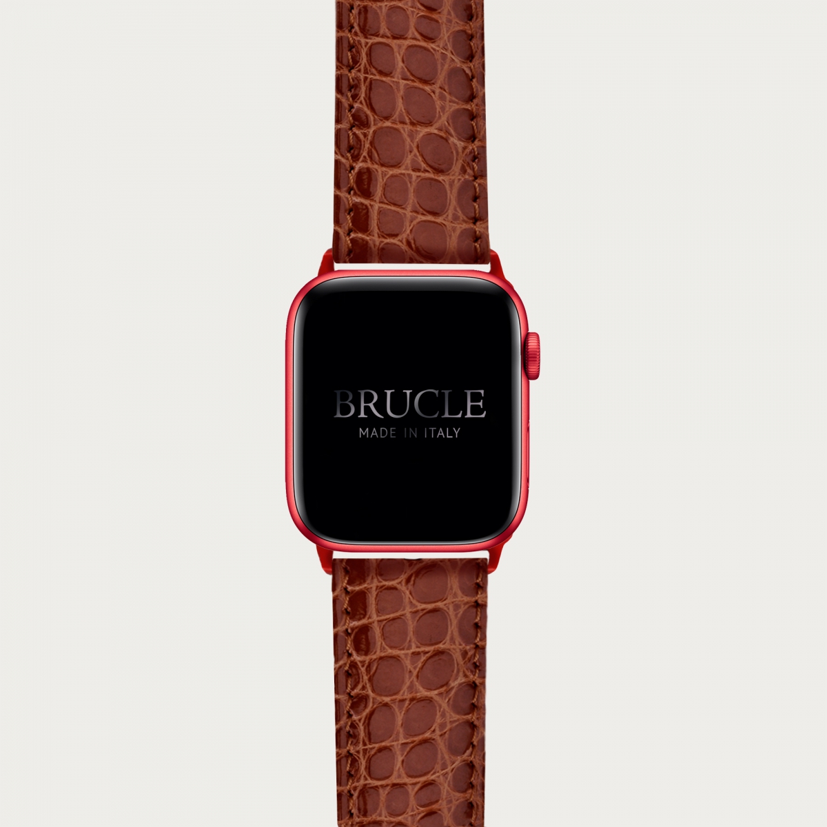 Bracelet montre alligator brun doré, compatible Apple Watch et Samsung smartwatch