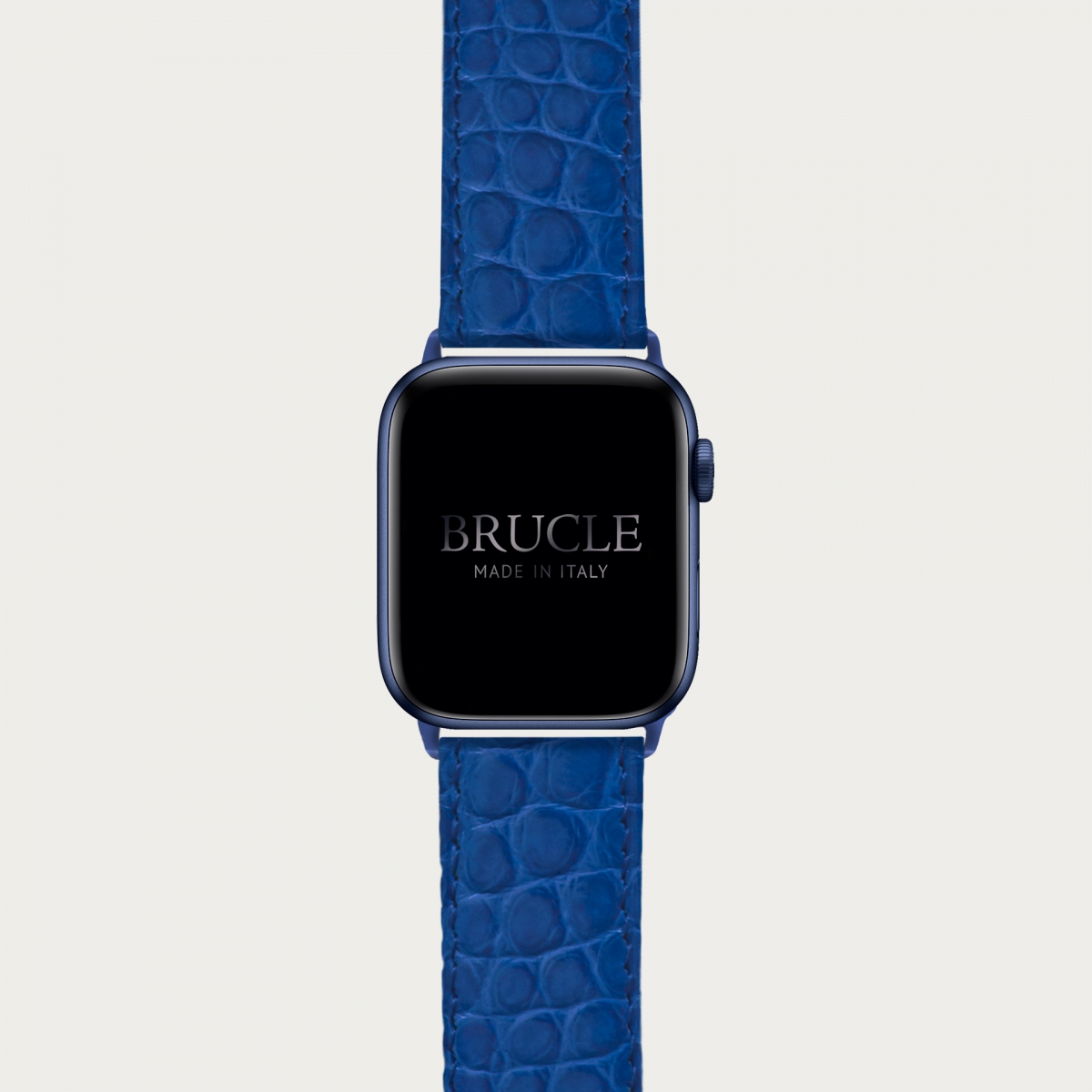 Correa de reloj en genuino caimán compatible con Apple Watch / Samsung smartwatch, azul