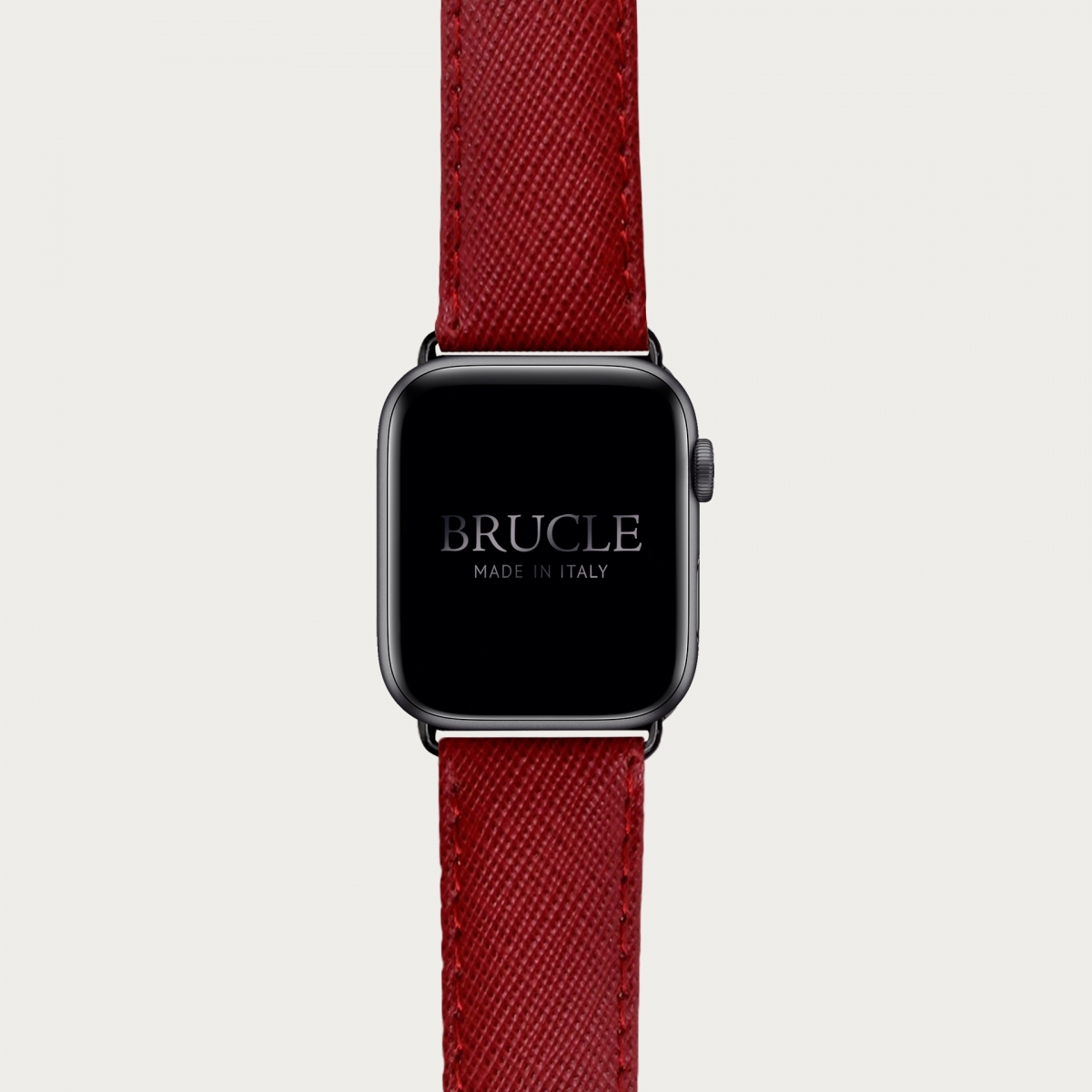 Armband kompatibel mit Apple Watch / Samsung Smartwatch, rot, leder mit Saffiano-print