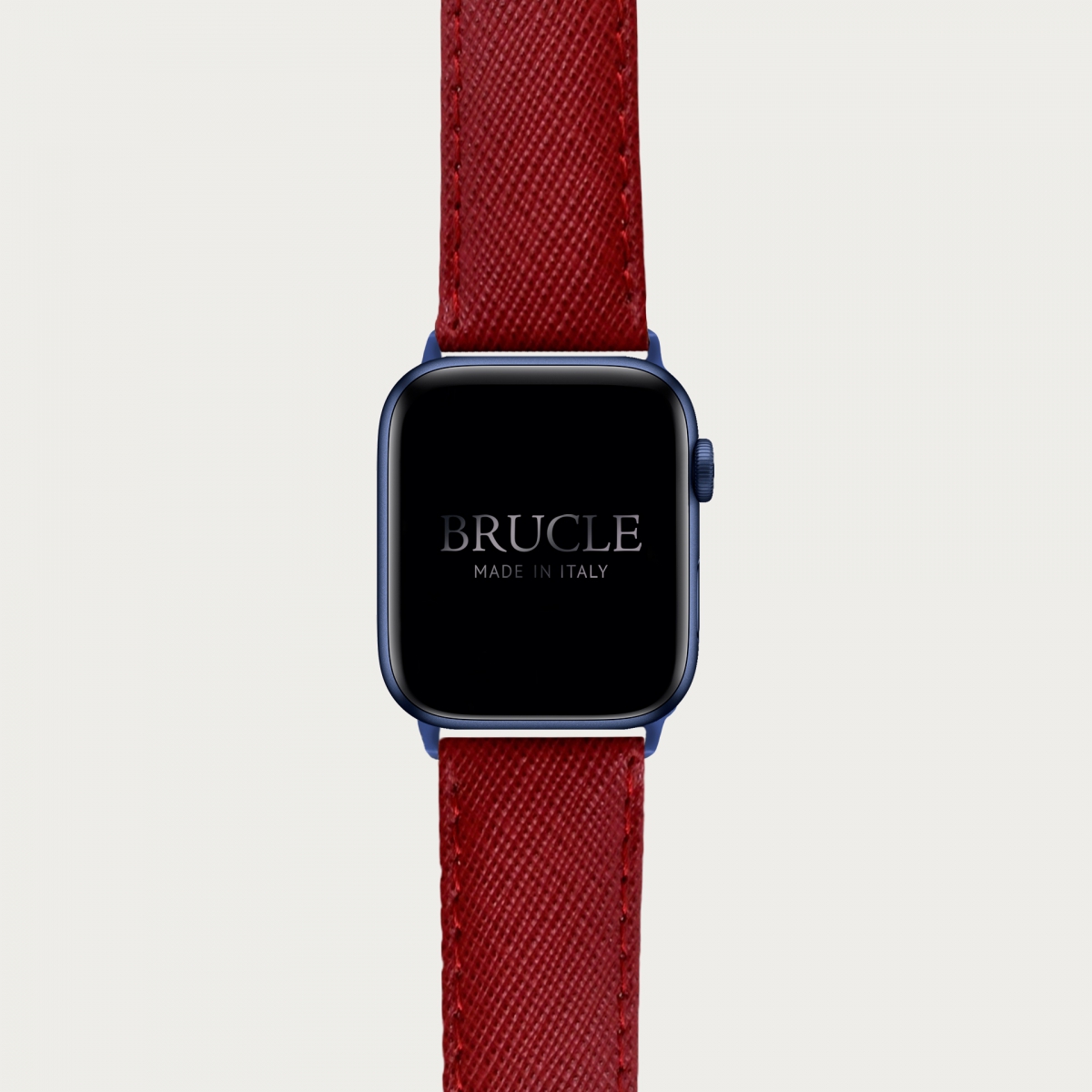 Bracelet en cuir pour montre, Apple Watch et Samsung smartwatch, imprimé Saffiano, rouge