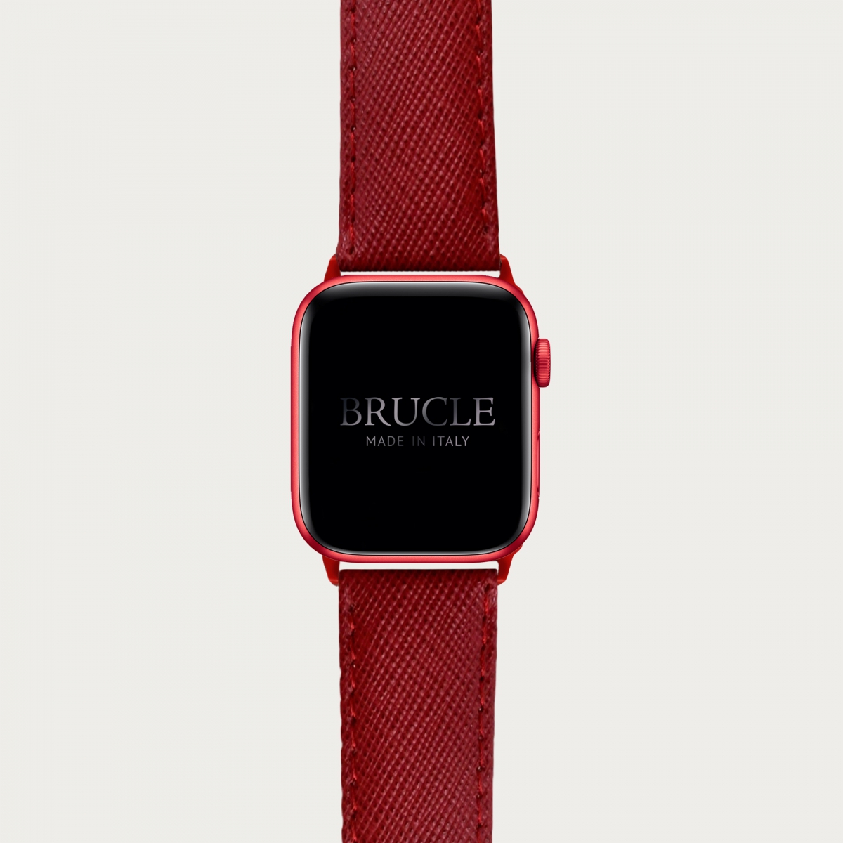 Bracelet en cuir pour montre, Apple Watch et Samsung smartwatch, imprimé Saffiano, rouge