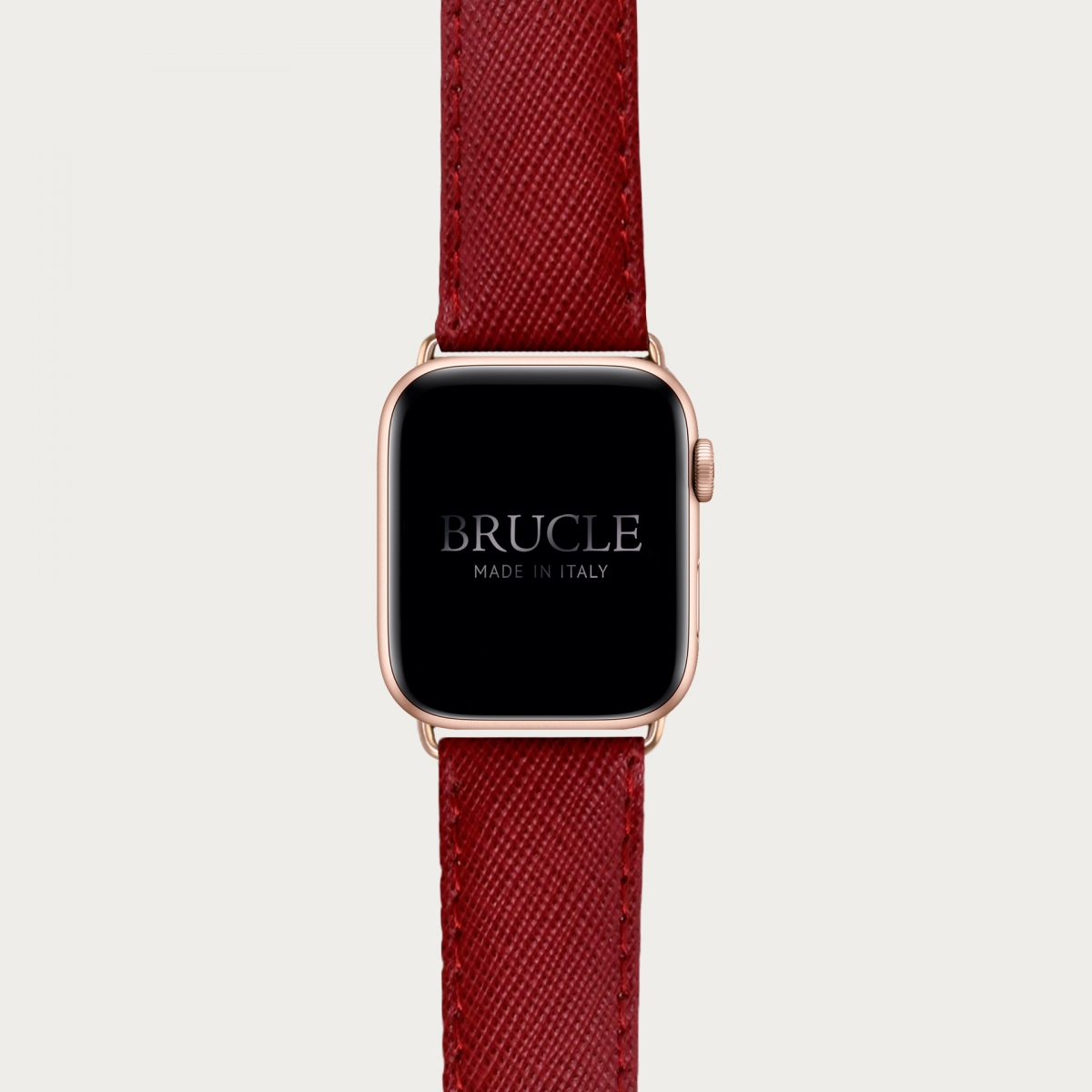 Bracelet en cuir pour montre, Apple Watch et Samsung smartwatch, imprimé Saffiano, rouge