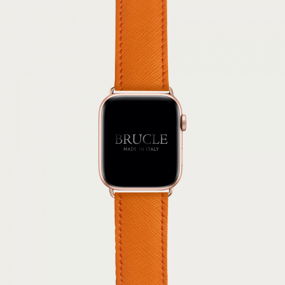 Leather Watch band compatible with Apple Watch / Samsung smartwatch, orange Saffiano print