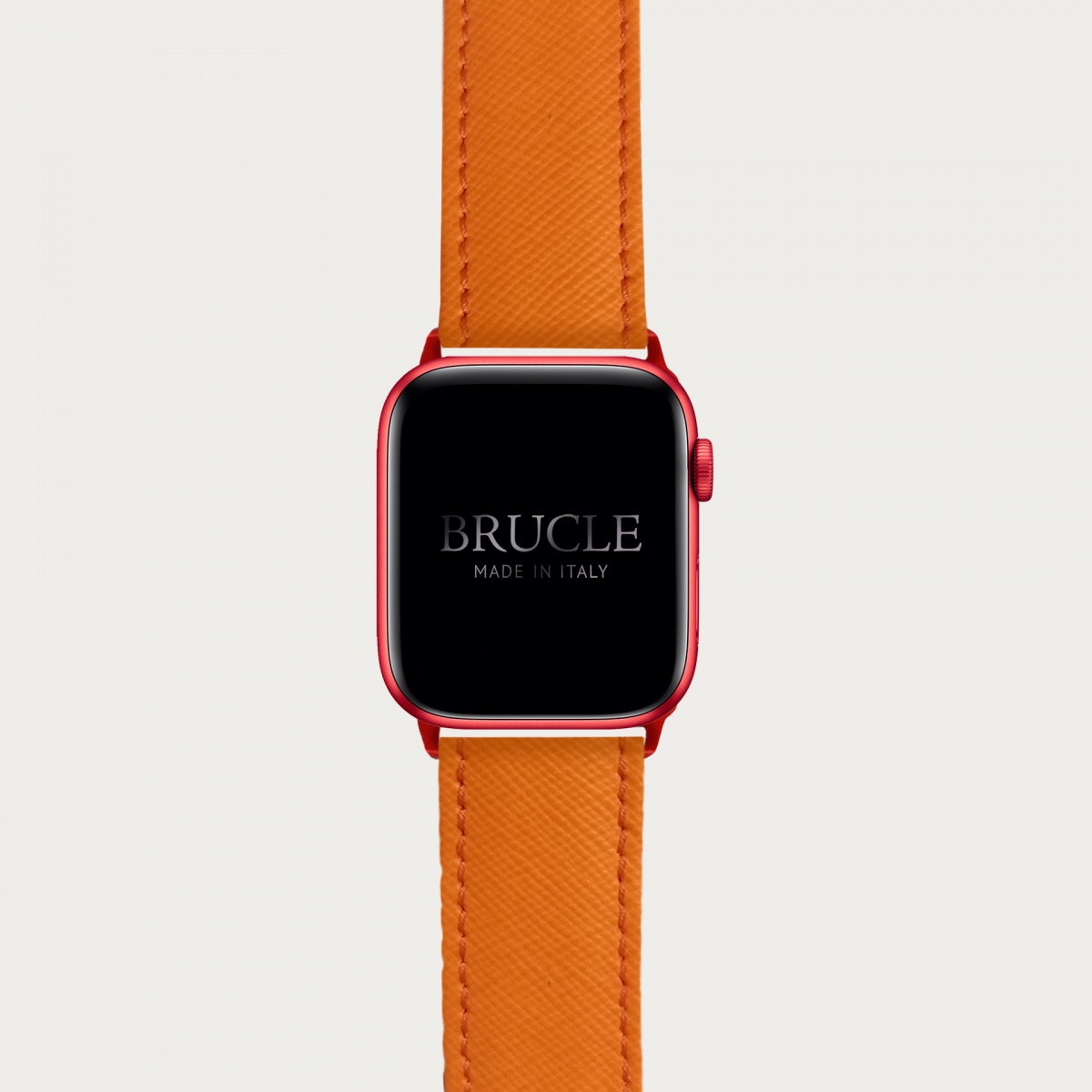 Armband kompatibel mit Apple Watch / Samsung Smartwatch, Orange, leder mit Saffiano-print