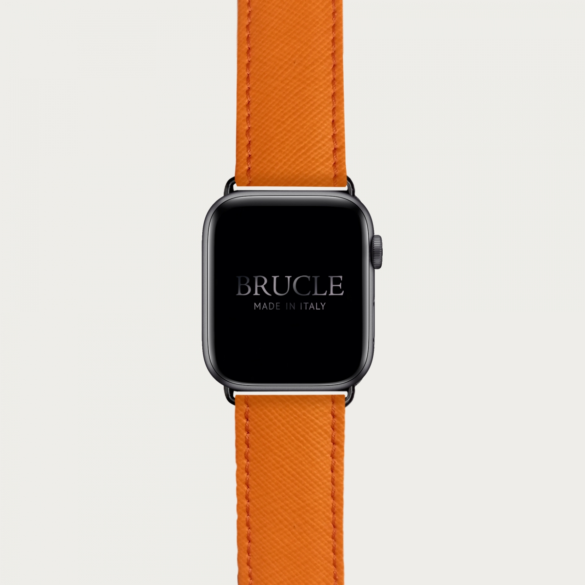 Armband kompatibel mit Apple Watch / Samsung Smartwatch, Orange, leder mit Saffiano-print