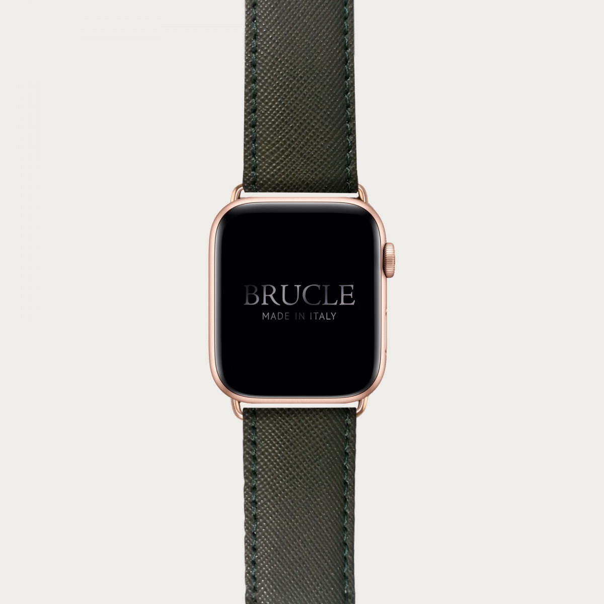 Armband kompatibel mit Apple Watch / Samsung Smartwatch, Militärgrün, leder mit Saffiano-print