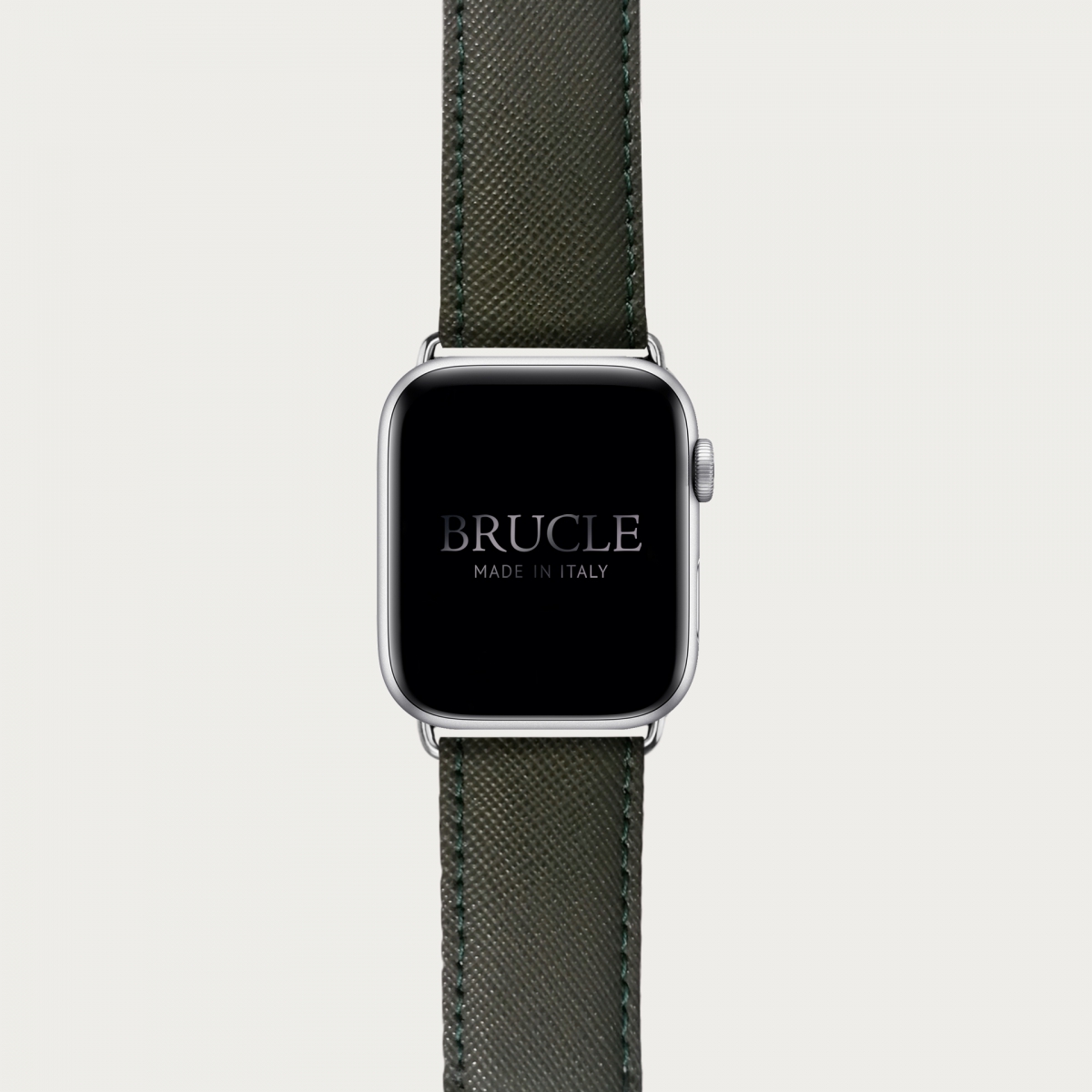 Bracelet en cuir pour montre, Apple Watch et Samsung smartwatch, imprimé Saffiano, vert militaire