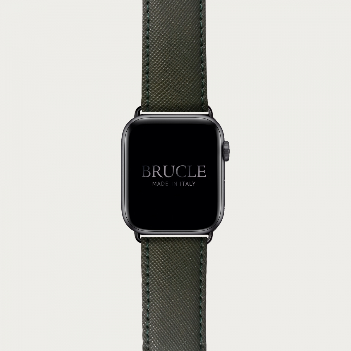 Correa de reloj compatible con Apple Watch / Samsung smartwatch, verde militar Saffiano