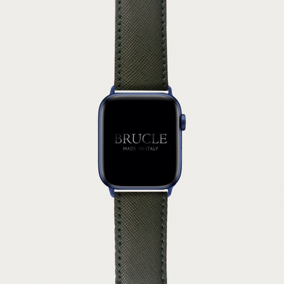 Correa de reloj compatible con Apple Watch / Samsung smartwatch, verde militar Saffiano